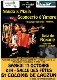 Nando E Maila présente Sconcerto d'Amore - L'Amour à l'italienne. Le samedi 17 octobre 2015 à SAINT COLOMB DE LAUZUN. Lot-et-garonne.  21H00
